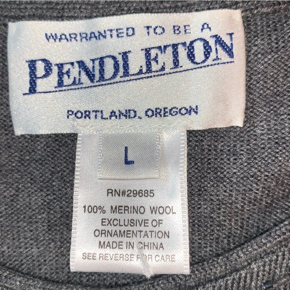 Pendleton 100% Merino Wool Beaded Sweater Women’s Size Large Charcoal Gray Crew - Picture 5 of 6